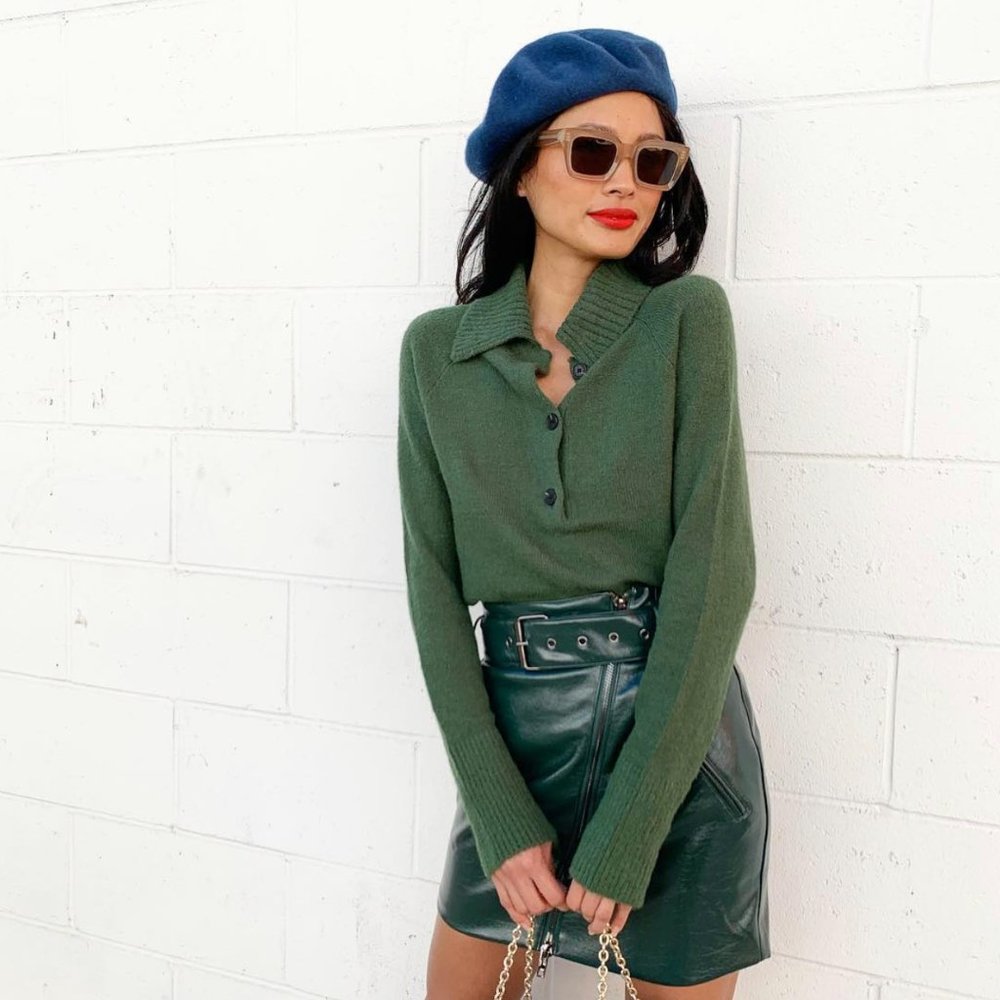 Patent Emerald Green Mini Skirt